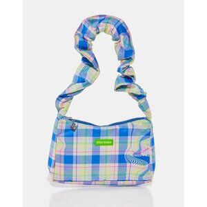 Local Heroes ✦ Trippy Plaid Shoulder Bag ✦ Scrunch Strap Charm Zip Pastel NWT